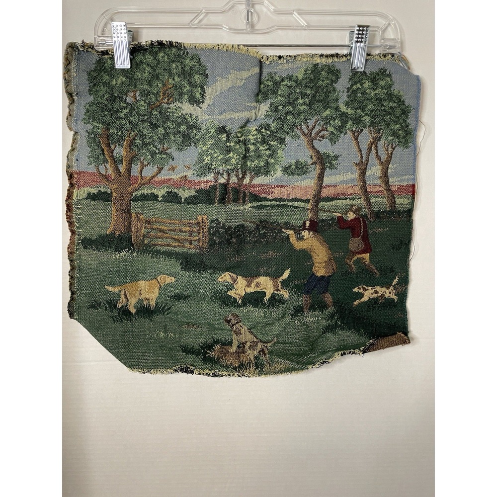 Vintage 1990's Jacquard Loom Tapestry Bird Hunting Dog Scene English Country